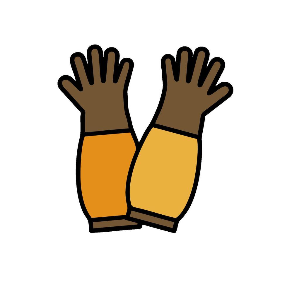 Two gloves with orange and brown colors vector