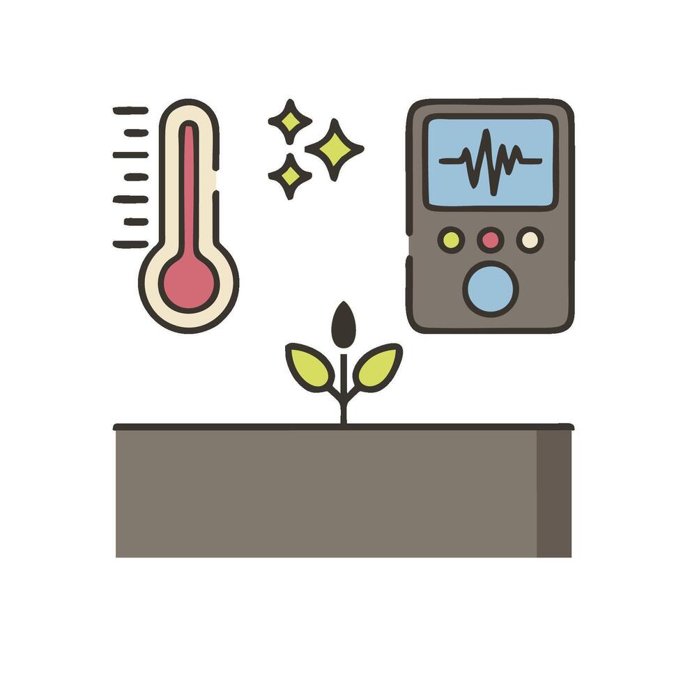 A plant and a thermometer are next to a plant vector