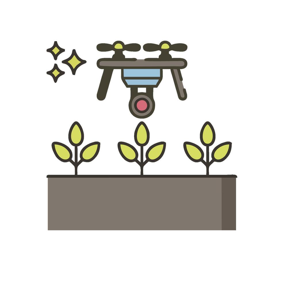 A drone flying over a plant with a camera on it vector