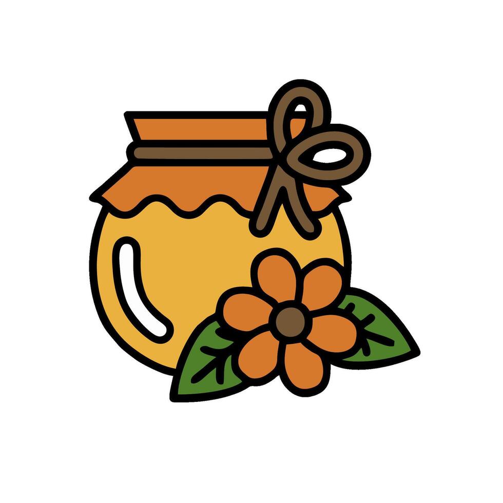 A jar with a flower and a bow on it vector