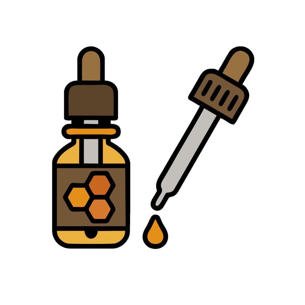 A bottle of honey and a syringe vector