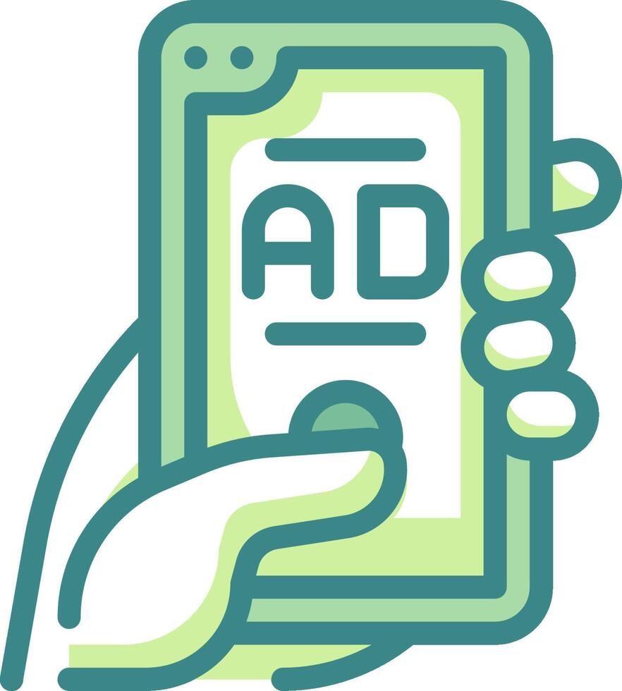 A hand holding a smartphone with an ad on it vector