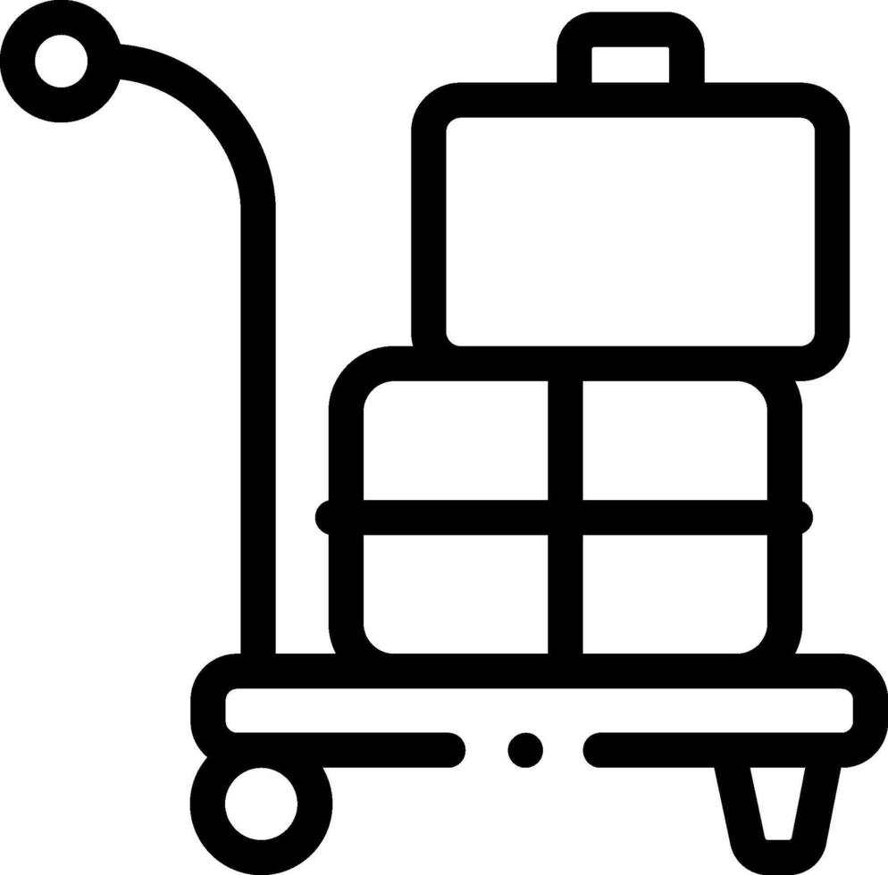 A black and white image of a luggage cart vector