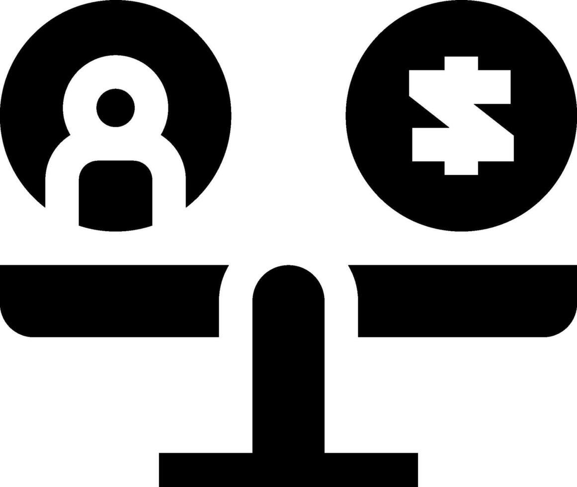 A black and white icon of a dollar sign and a coin vector