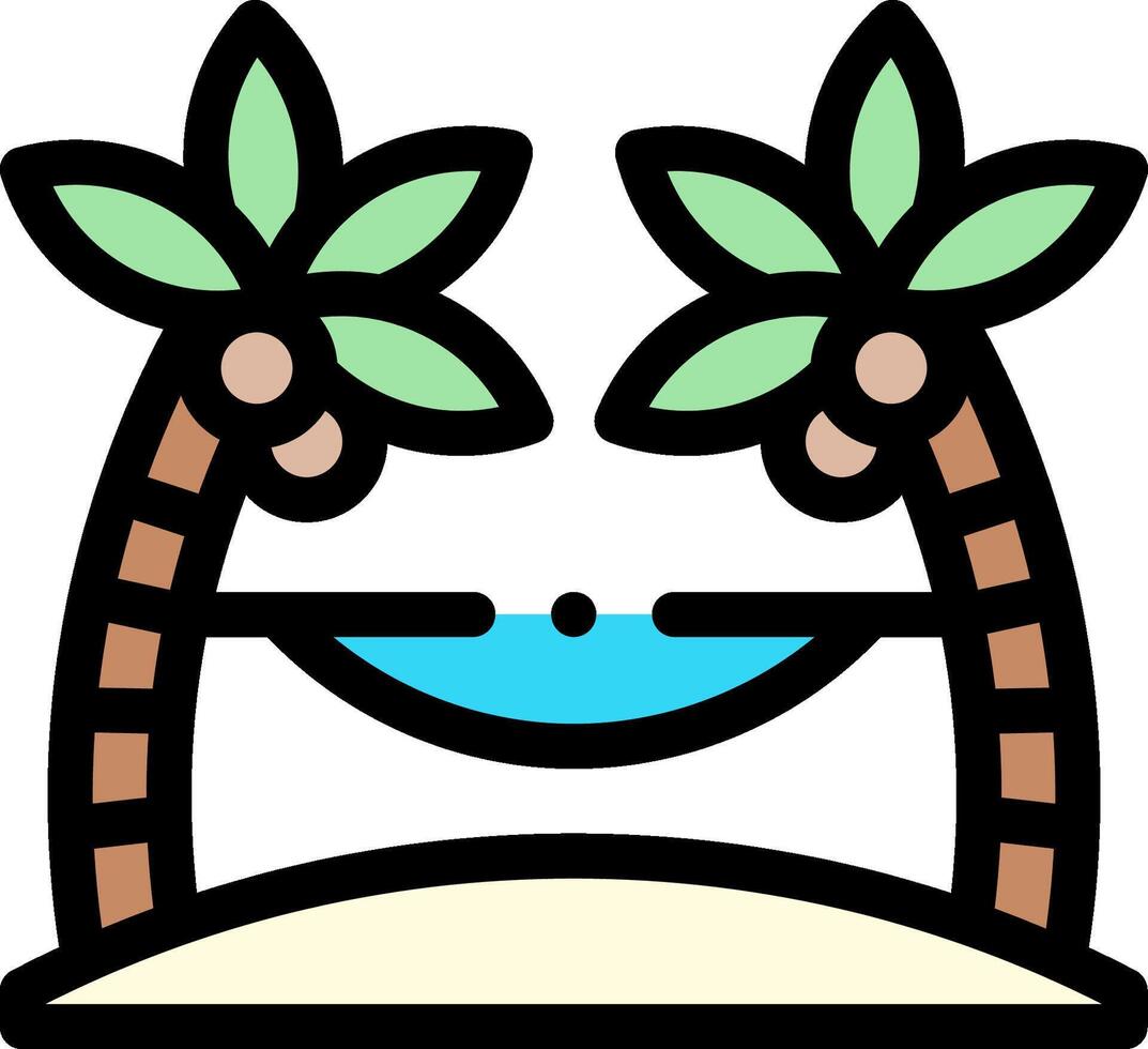 A cartoon beach with palm trees and a hammock vector