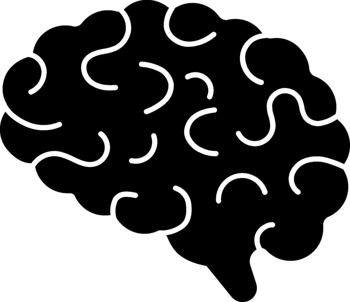 A black and white illustration of a brain vector