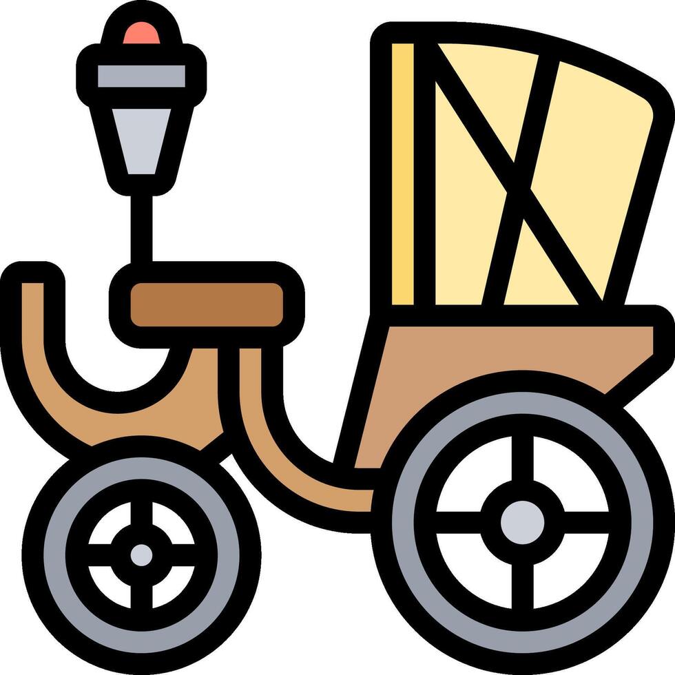 A cartoon horse carriage with a light on it vector