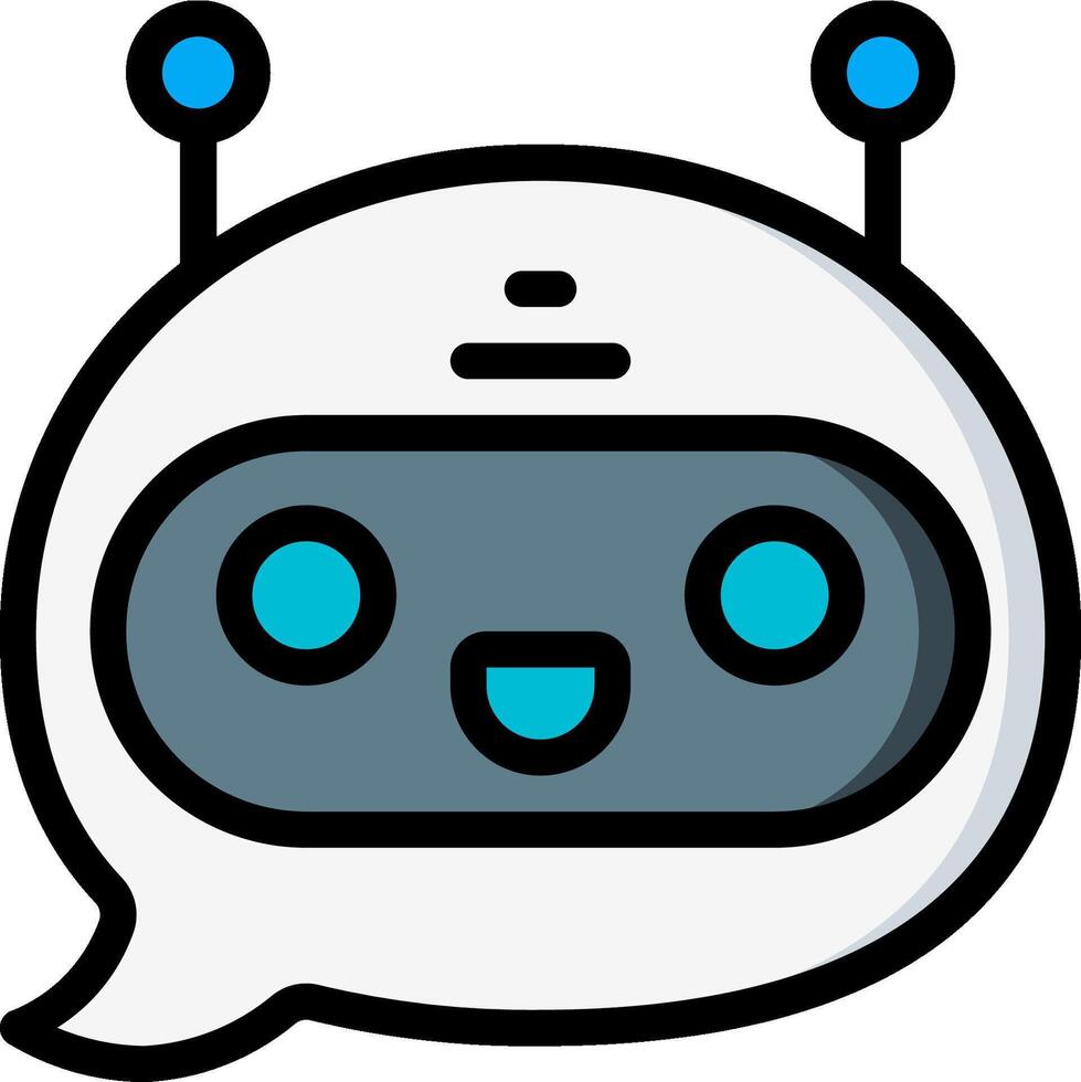 A robot with blue eyes and a speech bubble vector