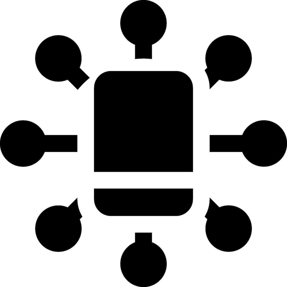A black and white icon of a phone with many people vector