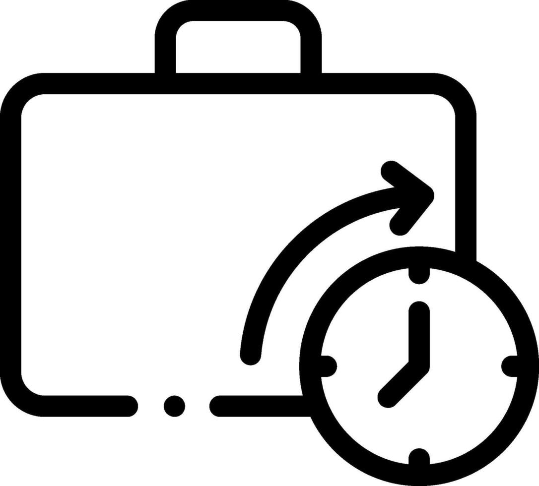 A black and white image of a suitcase with a clock vector