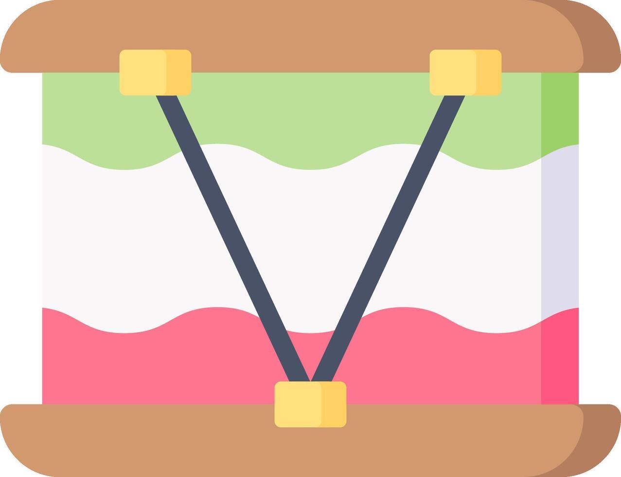 A colorful drum with a green, pink and white stripe vector