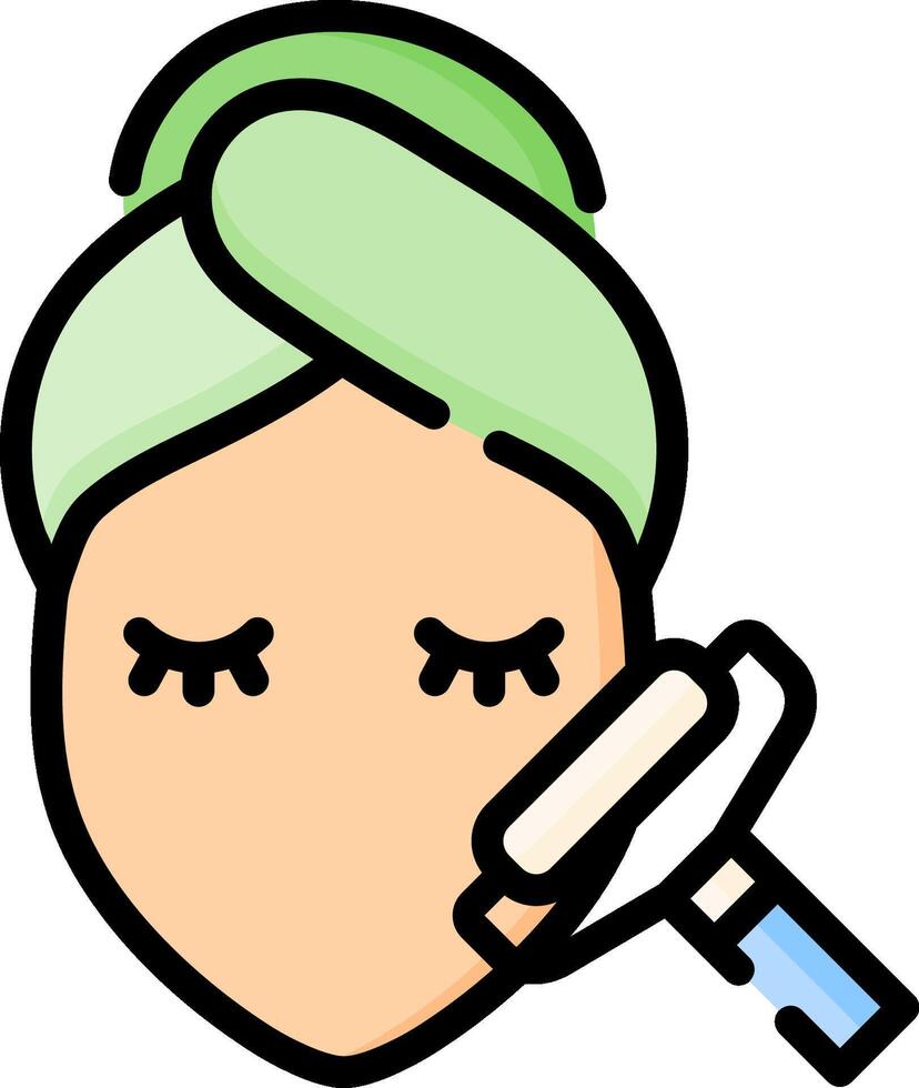 A cartoon woman with a green towel on her head vector