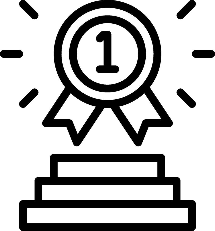 A black and white icon of a trophy with a ribbon vector