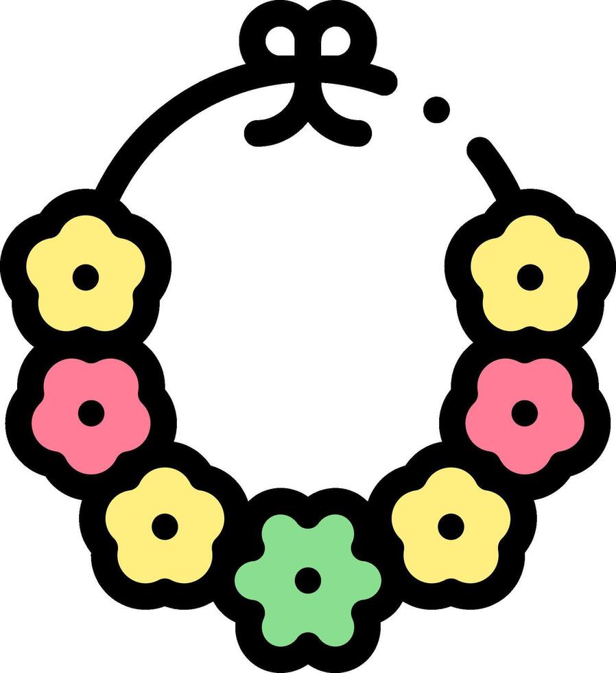 A flower necklace with a bow on it vector