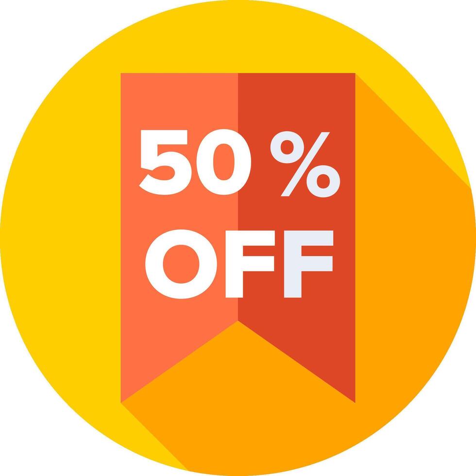 50 off icon with long shadow vector