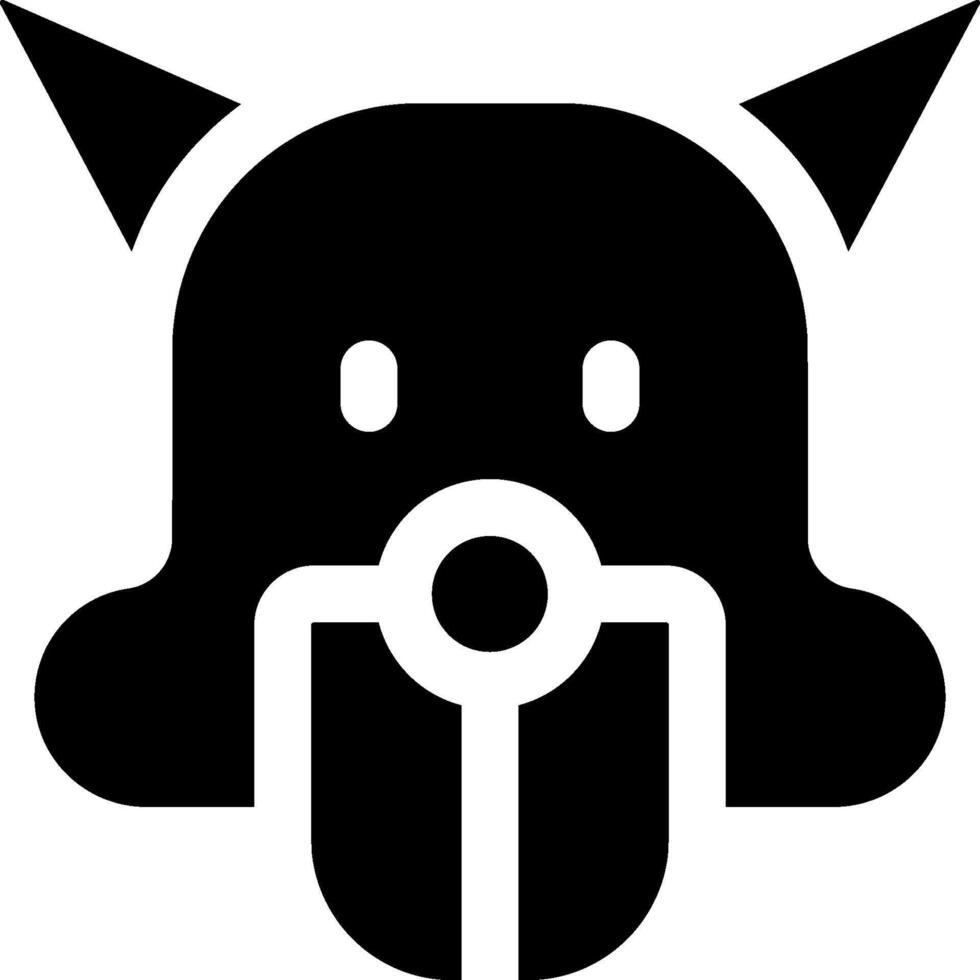 A black and white logo of a dog with a tongue vector