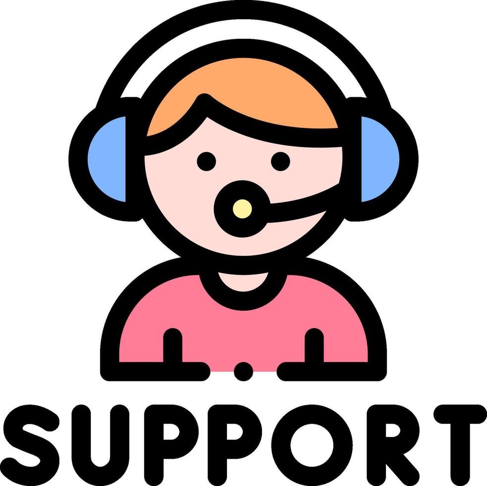 Support icon with a woman wearing headphones vector