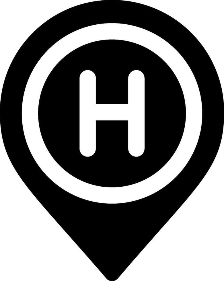 A black and white pin with the letter h vector