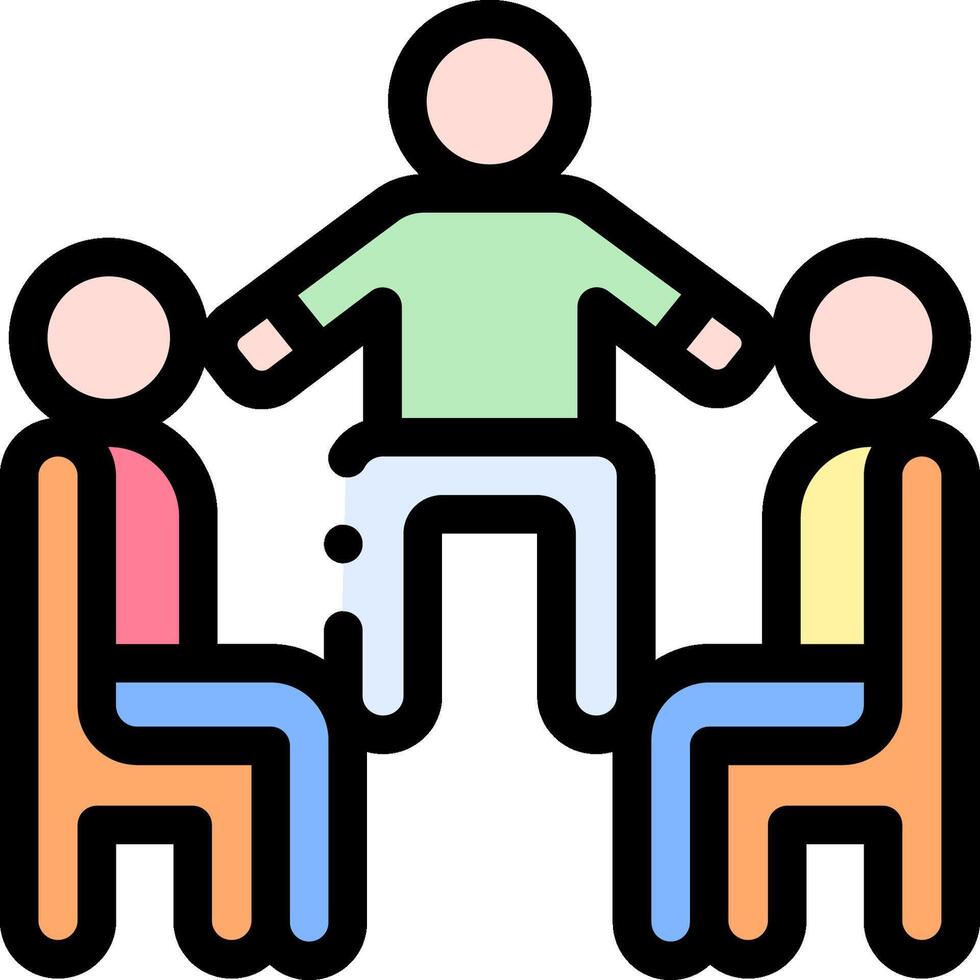 A group of people sitting around a table vector