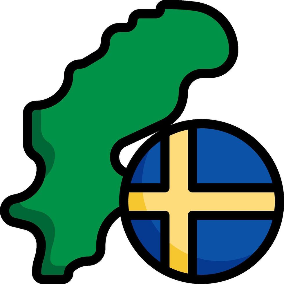 Sweden map and swedish flag vector