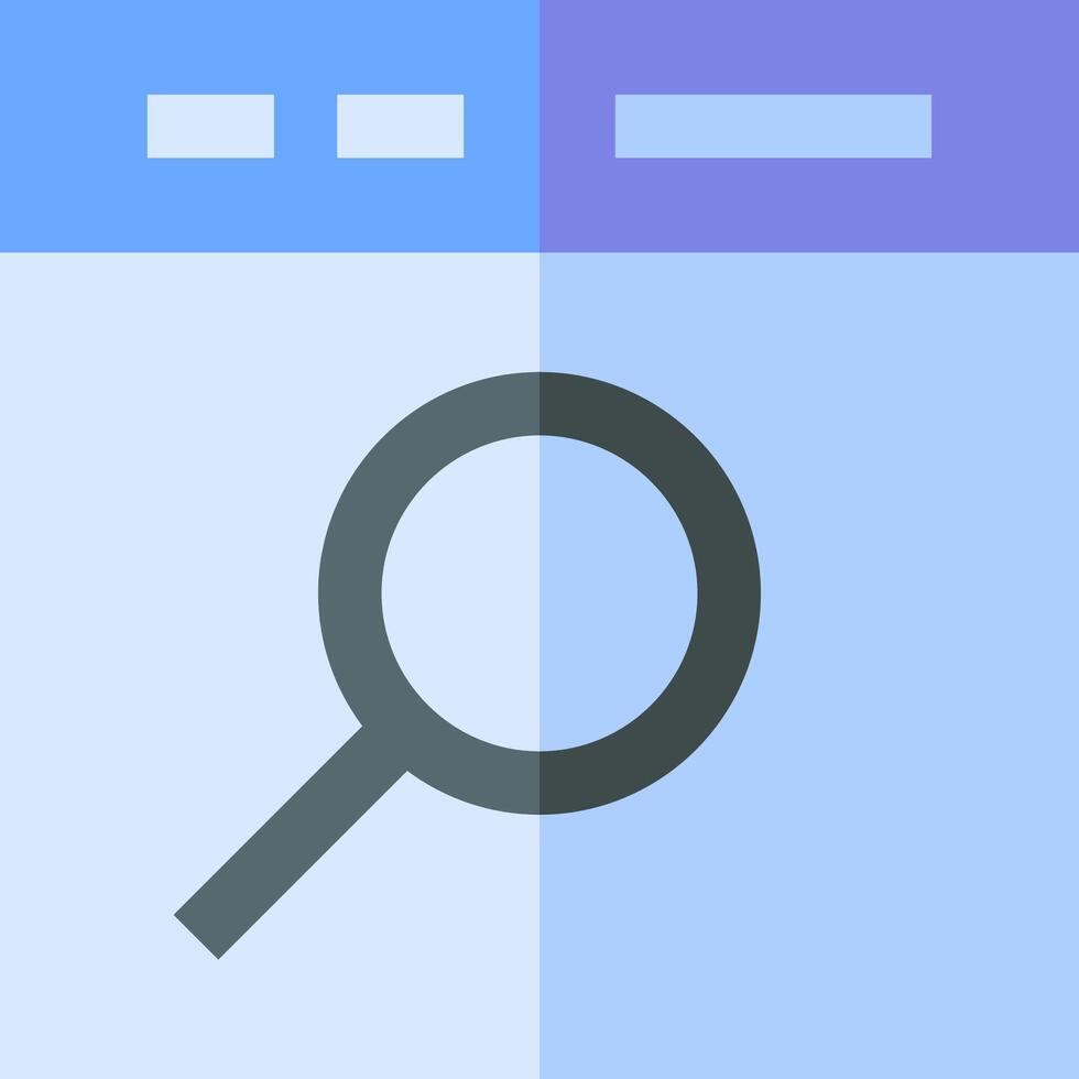 A magnifying glass icon on a blue and purple background vector