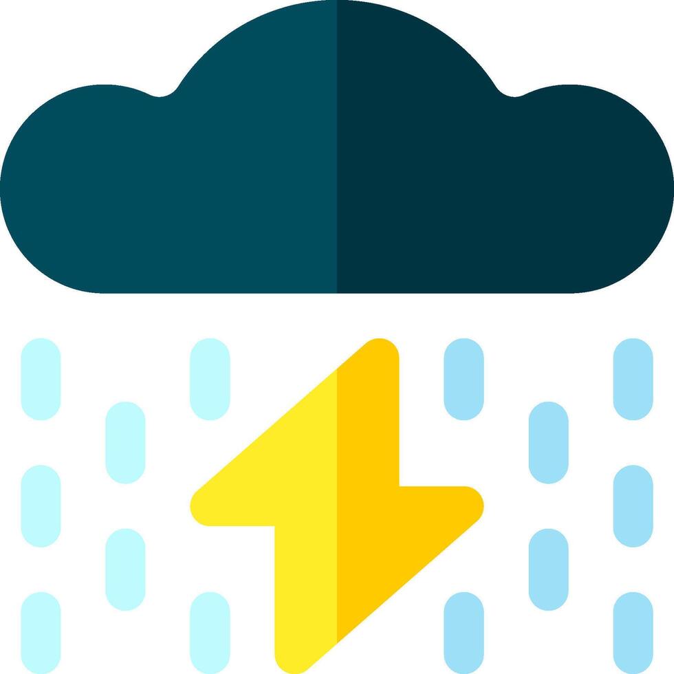 A yellow lightning bolt with a cloud and rain vector