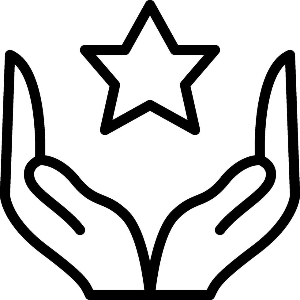 A black and white icon of two hands holding a star vector