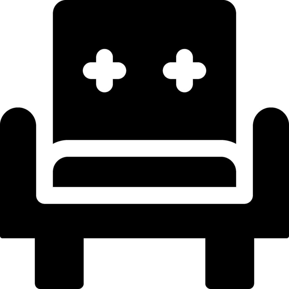 A black and white icon of a chair vector