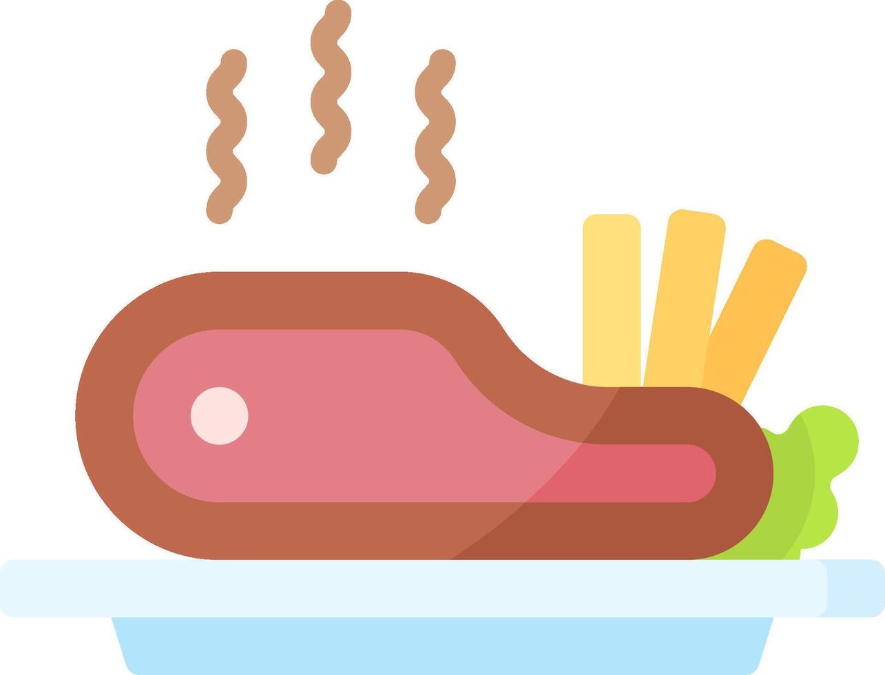 A plate with meat and fries on it vector