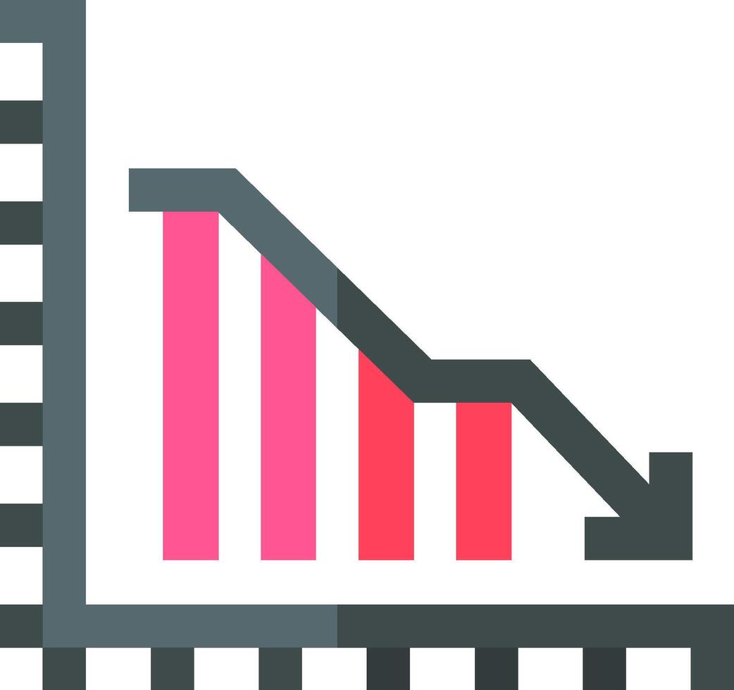 A bar chart with a downward arrow vector