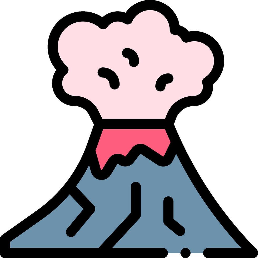 A cartoon volcano with pink and blue smoke coming out of it vector