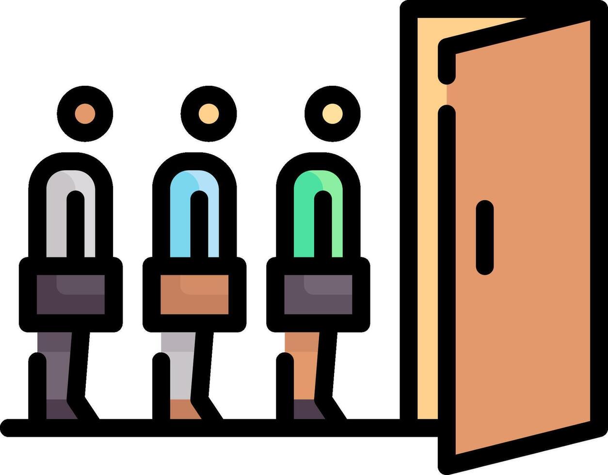 People standing in line to enter a room vector