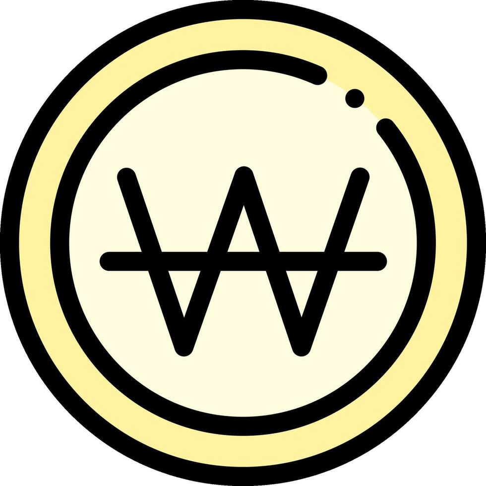 A yellow and black circle with the letter w vector
