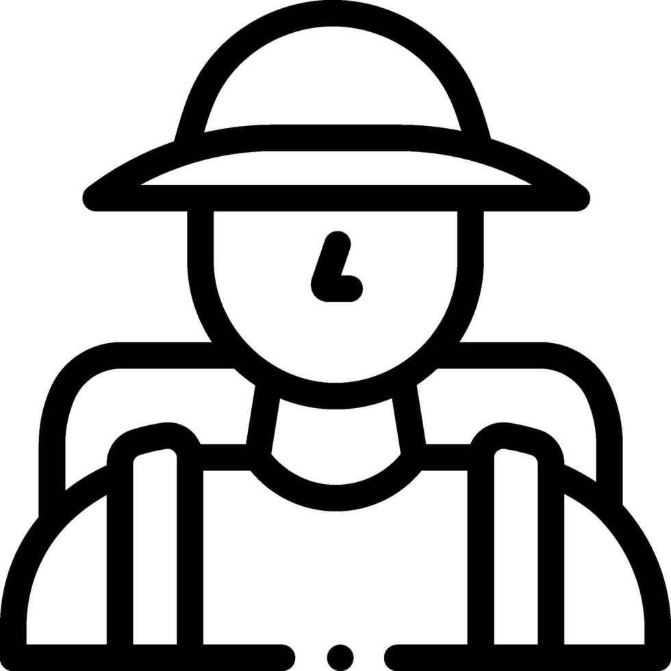 A man in a hat and backpack icon vector