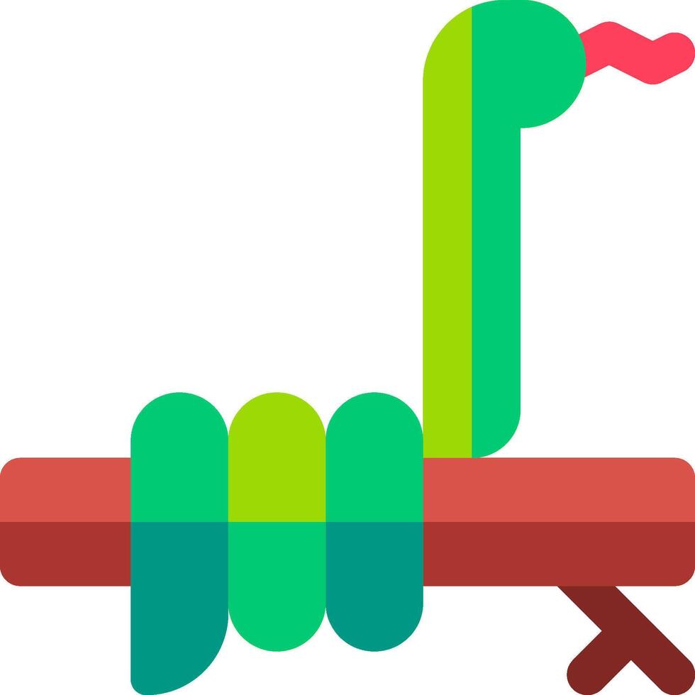A snake on a log with a green and red tail vector