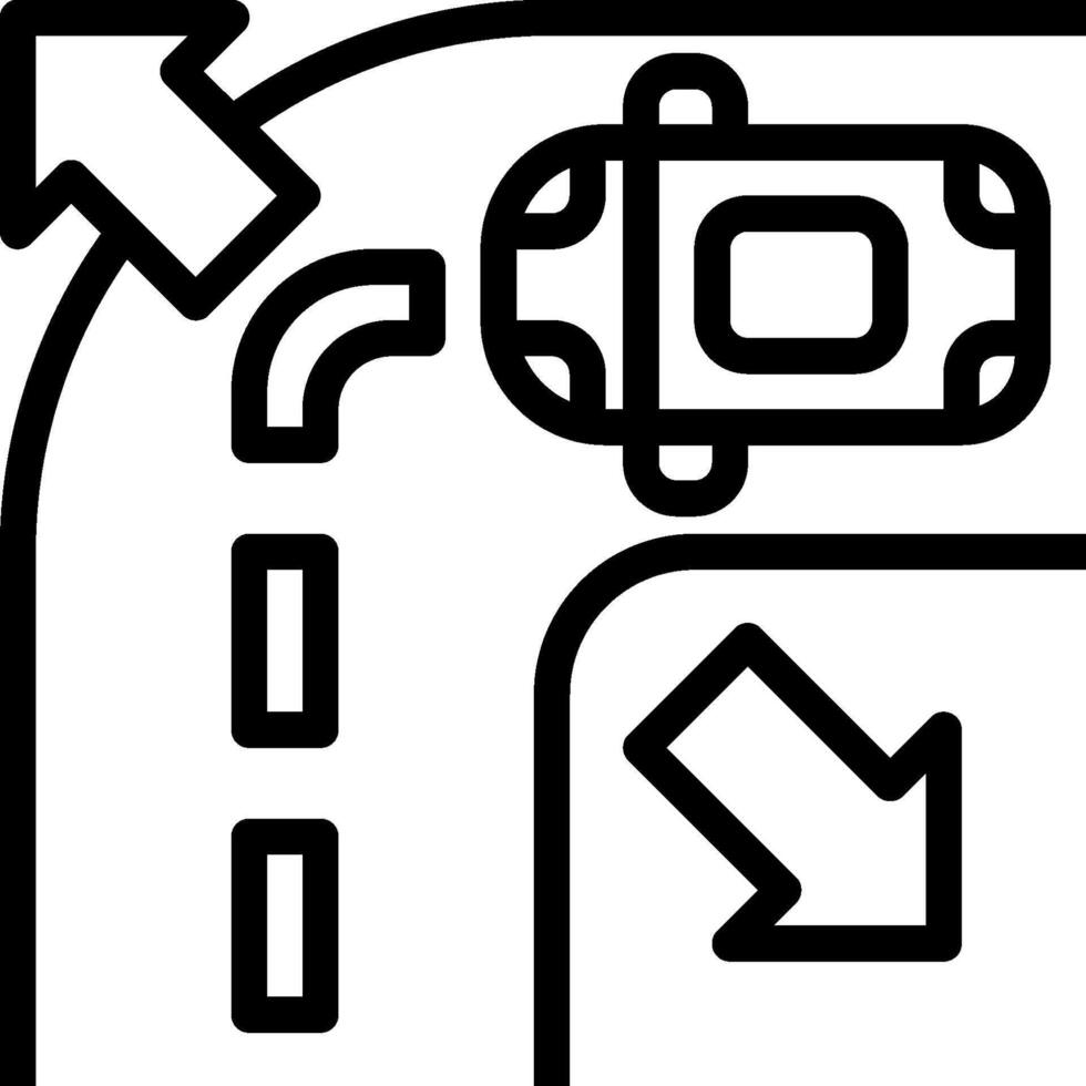 A black and white line drawing of a car on the road vector
