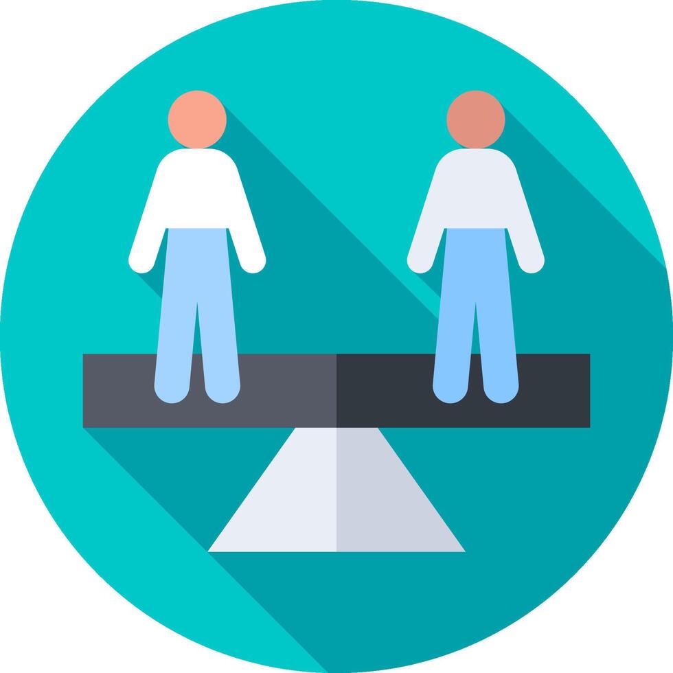 Two people standing on a balance scale vector
