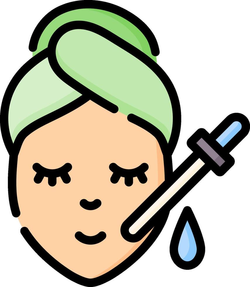 A woman with a towel on her head is holding a syringe vector
