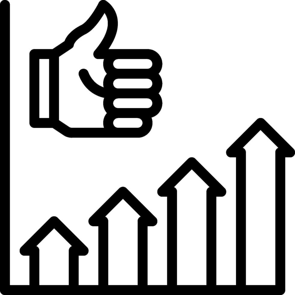 A hand giving a thumbs up to a graph vector