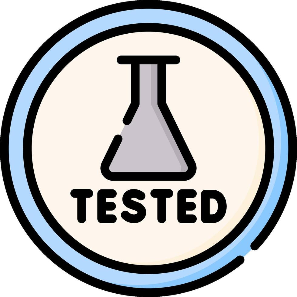 A test tube with the word tested on it vector