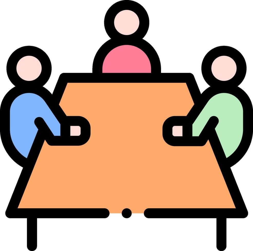 A group of people sitting around a table vector