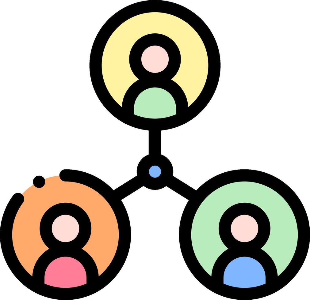 A group of people are connected by a circle vector