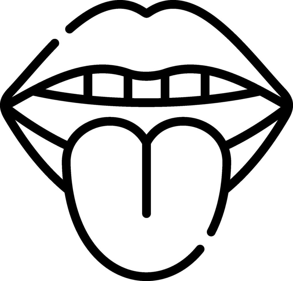 A black and white line drawing of a tongue vector