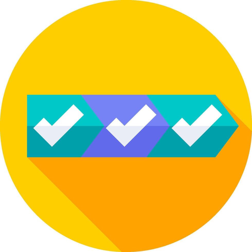 A flat icon of a check mark with a long shadow vector