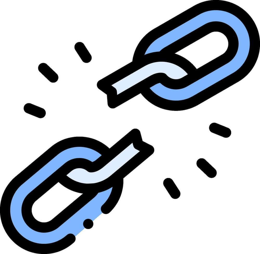 A blue and black chain with two links vector