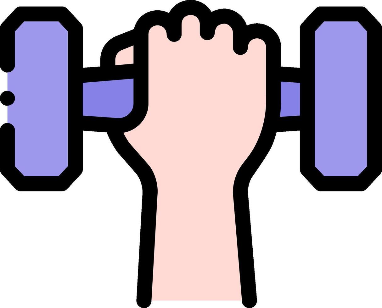 A hand holding a dumbbell in a cartoon style vector