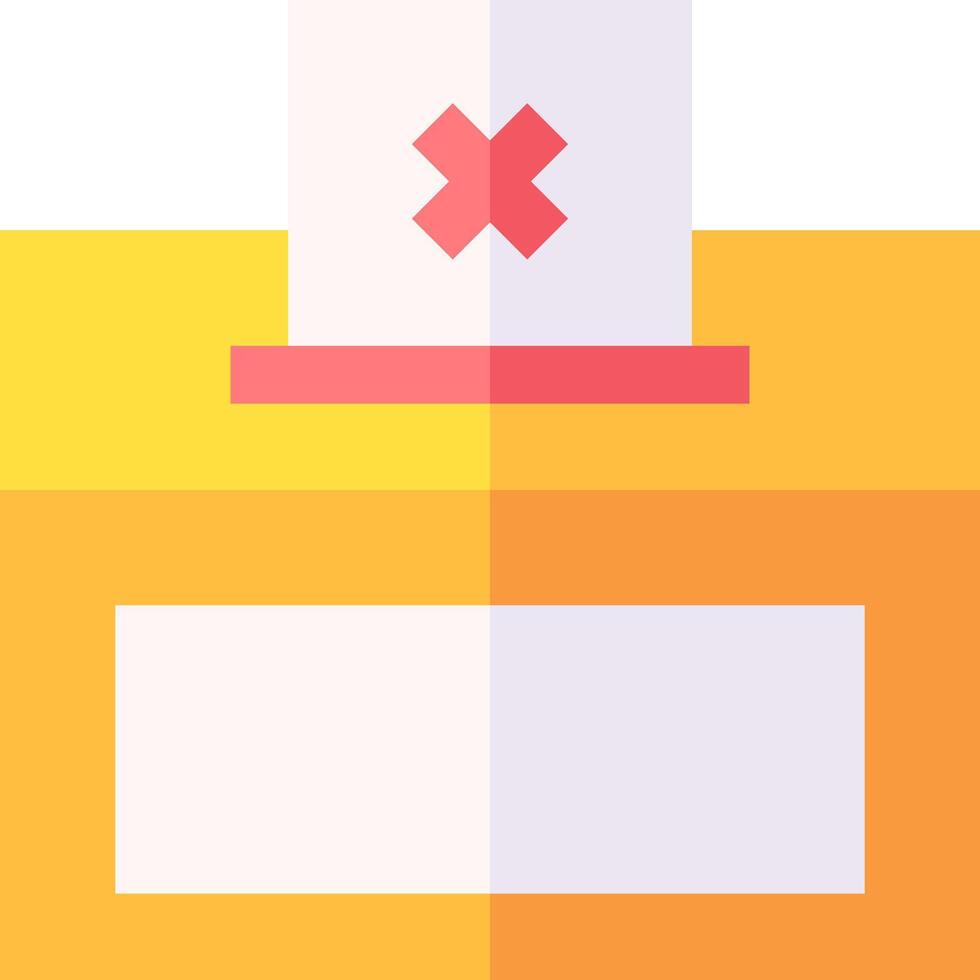 A flat icon of a box with an x on it vector