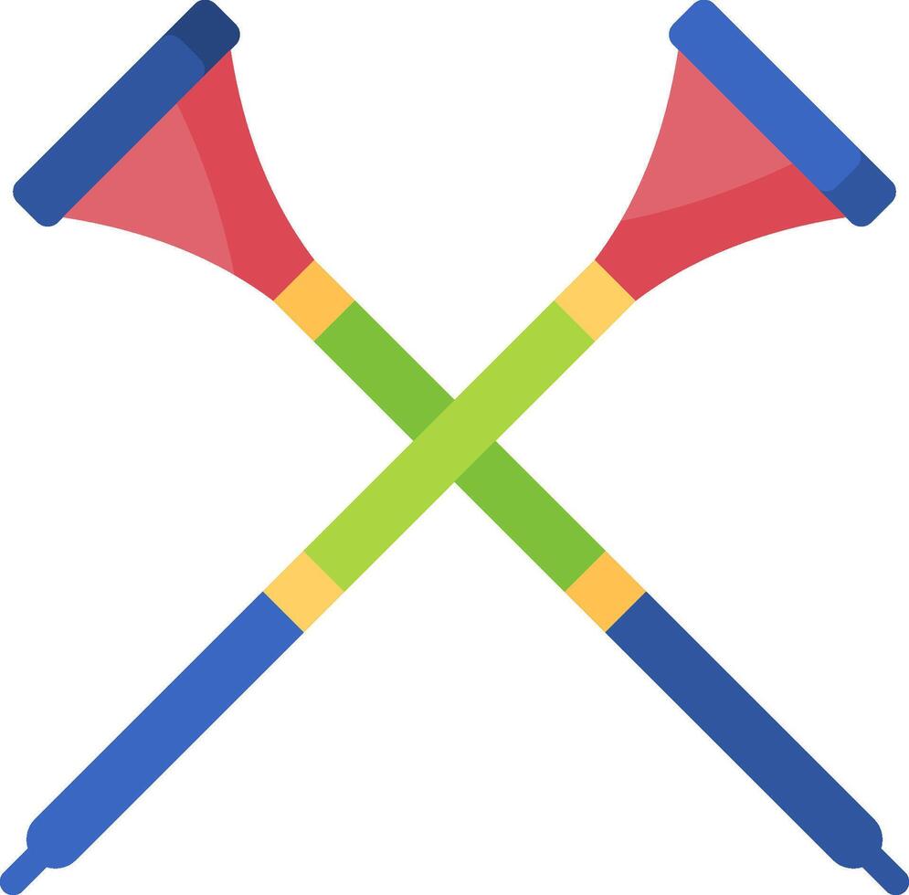Two crossed wooden sticks with colorful handles vector
