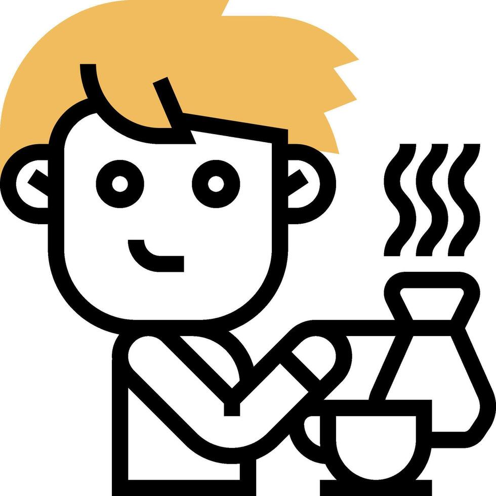 A cartoon man pouring coffee into a cup vector