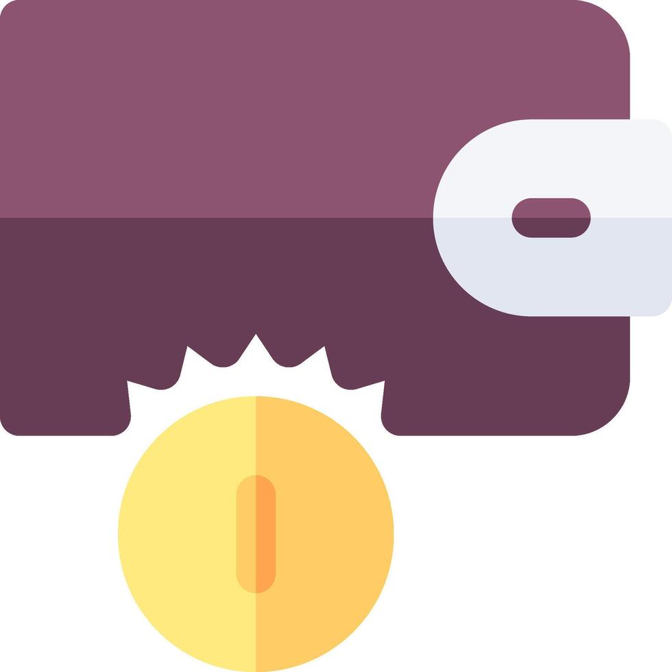A purple wallet with a coin in it vector